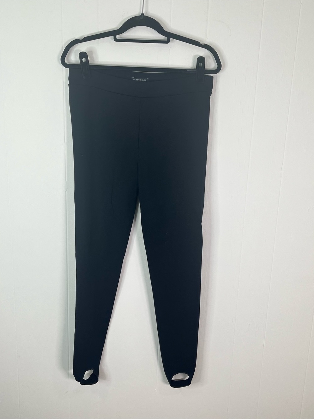 Eileen Fisher Black Stirrup Leggings Womens Medium M Stretch Rayon Nylon Ponte